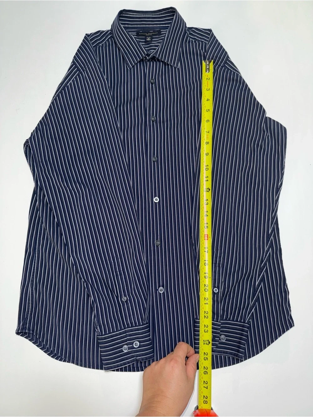 Banana Republic Slim Fit Blue/White Striped Dress Shirt 15-15.5, M Stretch